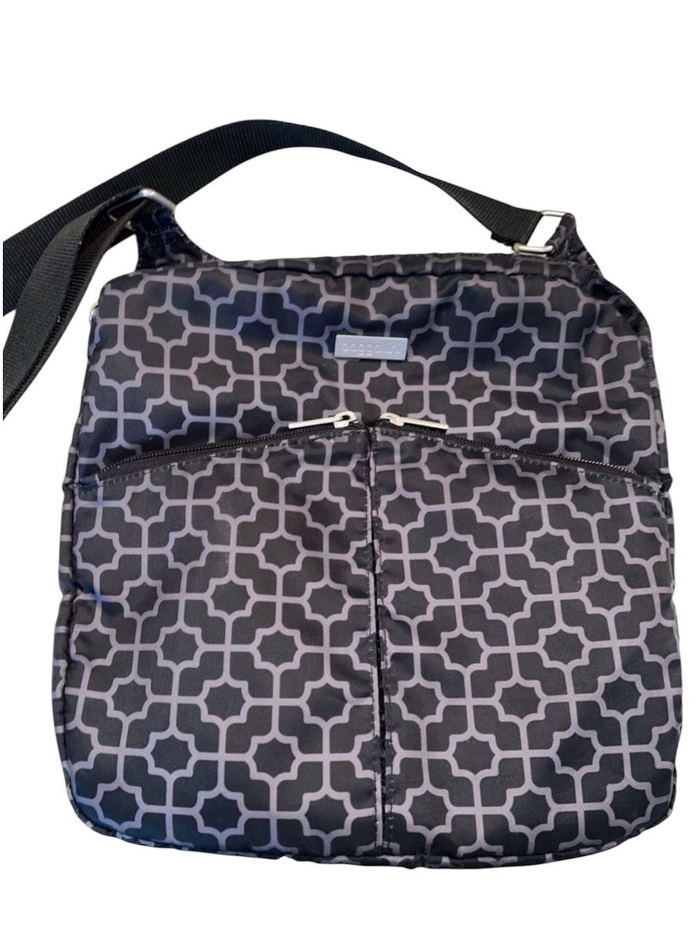 Baggallini Cross-body Bag Black & Gray Print Multi-Pocket Travel Bag